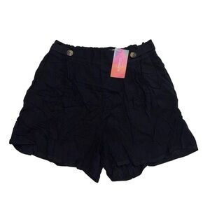 BloomChic Solid Pocket Button Detail Mid Rise Shorts Black Size 14 NWT